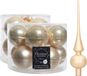 Ensemble complet de boules de Noël en verre champagne brillant/mat 32x pièces avec étoile mat - 20x 6 cm - 12x 8 cm