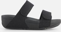 FitFlop Lulu Adjustable Shimmerlux Slides Dames Slippers - All Black - Maat 40