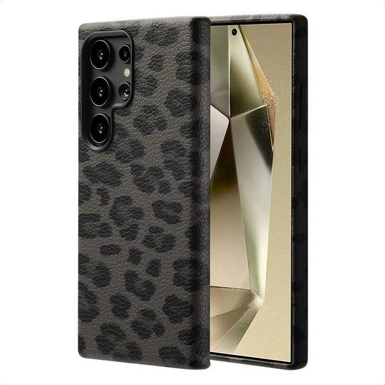 Selencia Sabi Backcover Panterprint met MagSafe voor de Samsung Galaxy S24 Ultra - Midnight Black