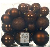 Decoris Kerstballen - 26x st - kaneel bruin - 6-8-10 cm - kunststof