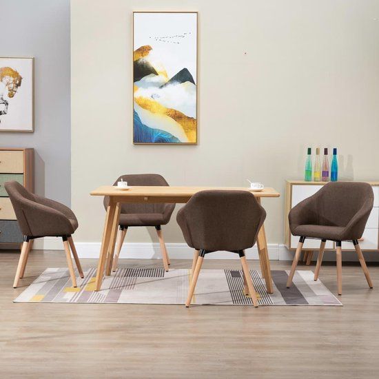 vidaXL Eetkamerstoelen 4 stuks stof bruin