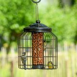 CJ Wildlife Pindasilo met Beschermkooi voor Tuinvogels - Brussel - Vogelvoedersilo voor Kleine Vogels - Hangend Vogelvoederhuisje - Vogelvoer Silo - Zwart