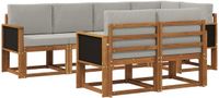 vidaXL - Hoek loungeset - Polyester - Naturel en lichtgrijs
