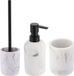 Tendance Badkamer set - WC-borstel/zeeppomp/tandenborstelbeker - wit - marmer look - polyresin