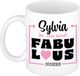Bellatio Decorations Naam mok Sylvia - wit - Fabulous - keramiek - 300 ml - cadeau collega beker - cadeau