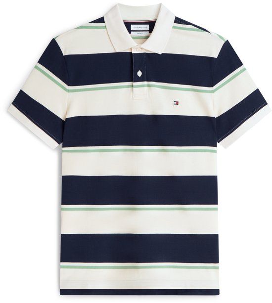 Tommy Hilfiger Heren Polo Katoen Elastaan Blauw Maat M