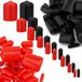 JHubers Goods - Embouts filetés - 160 pièces - Caoutchouc noir et rouge - 2 mm à 20 mm