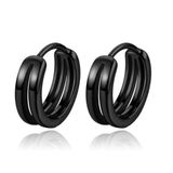 LGT JWLS Lookinggoodtoday Heren Oorbellen dubbele Ring Zwart