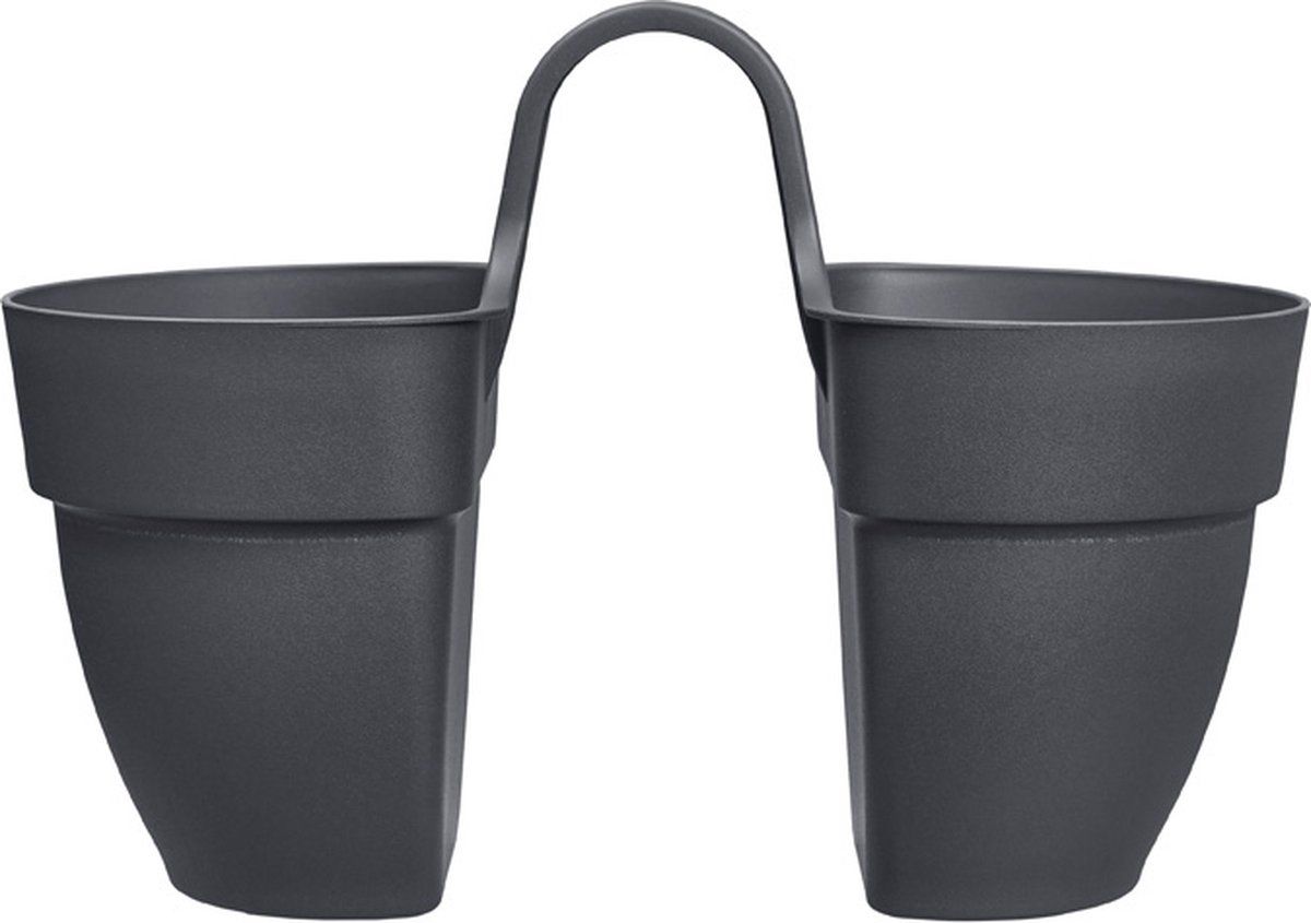 elho Vibia Campana Flower Twin 21 - Plantenbak voor Balkonbuiten - Zwart/Antraciet