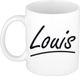 Bellatio Decorations Louis Naam koffiemok - beker - met sierlijke letters - wit
