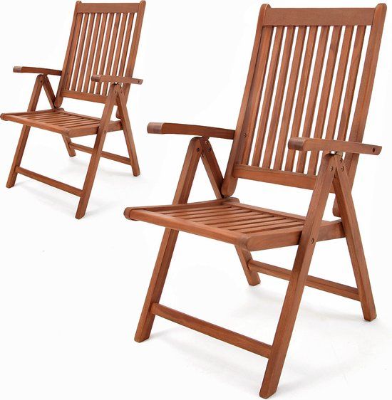 Casaria Vanamo Tuinstoel Vanamo Set van 2 Eucalyptushout FSC®-gecertificeerd