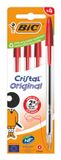 BIC Cristal Original Rood Stick balpen Medium 4 stuk(s)