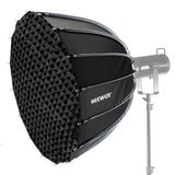 NEEWER Basics Softbox Parabolische Frame Bowens, 35,4 inch Soft Box met snelontgrendeling, lichtdiffuser/rooster/tas, compatibel met Godox, compatibel met Aputure 600d Studio videoverlichting, NS38P