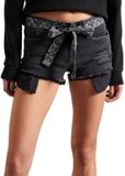 Superdry Lace Hotshort Dames Jeans Shorts Wolcott Black Stone Destroy