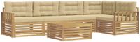 vidaXL Buiten bankenset 6 st Wit en Beige Polyester