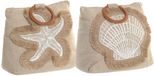 Merkloos Deurstopper Beachhouse - 2x stuks - zeester en schelp - 1 kg - katoen - 18 x 11 x 16 cm