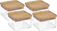 5Five - Pot de conservation pour cuisine - Berlino - 4x - plastique/bambou - 500 ml