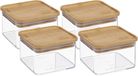5Five - Pot de conservation pour cuisine - Berlino - 4x - plastique/bambou - 500 ml