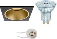 OSRAM LED Spot Set - Parathom PAR16 940 36D - Proma Minko Pro - GU10 - Dimbaar - Vierkant - Mat Zwart/Goud - 3.7W - 4000K