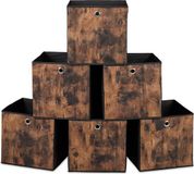 Merkloos Relaxdays Opbergmand - Set van 6 - 33x33x33 cm - Opvouwbaar - Houtlook - Zwart-Bruin