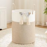 Artfeel Wasmand, geweven katoenen wasmand, 60 liter voor decoratieve opslag van vuile kleding, speelgoed en dekens in badkamer, babykamer en woonkamer