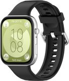 By Qubix Qubix - Siliconen bandje met gesp - Zwart - geschikt voor Huawei Watch Fit 5 / 4 / 3
