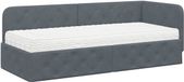 vidaXL Cadre de lit d'angle Velours gris foncé 80 x 200 cm