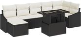 vidaXL Banc de jardin 8 pièces Noir/Crème Polyrotin