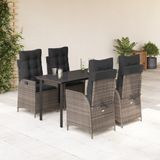 Prolenta Maison Exclusive Tuinset voor buiten, 5-delig, met kussens, grijs, van polyrotan