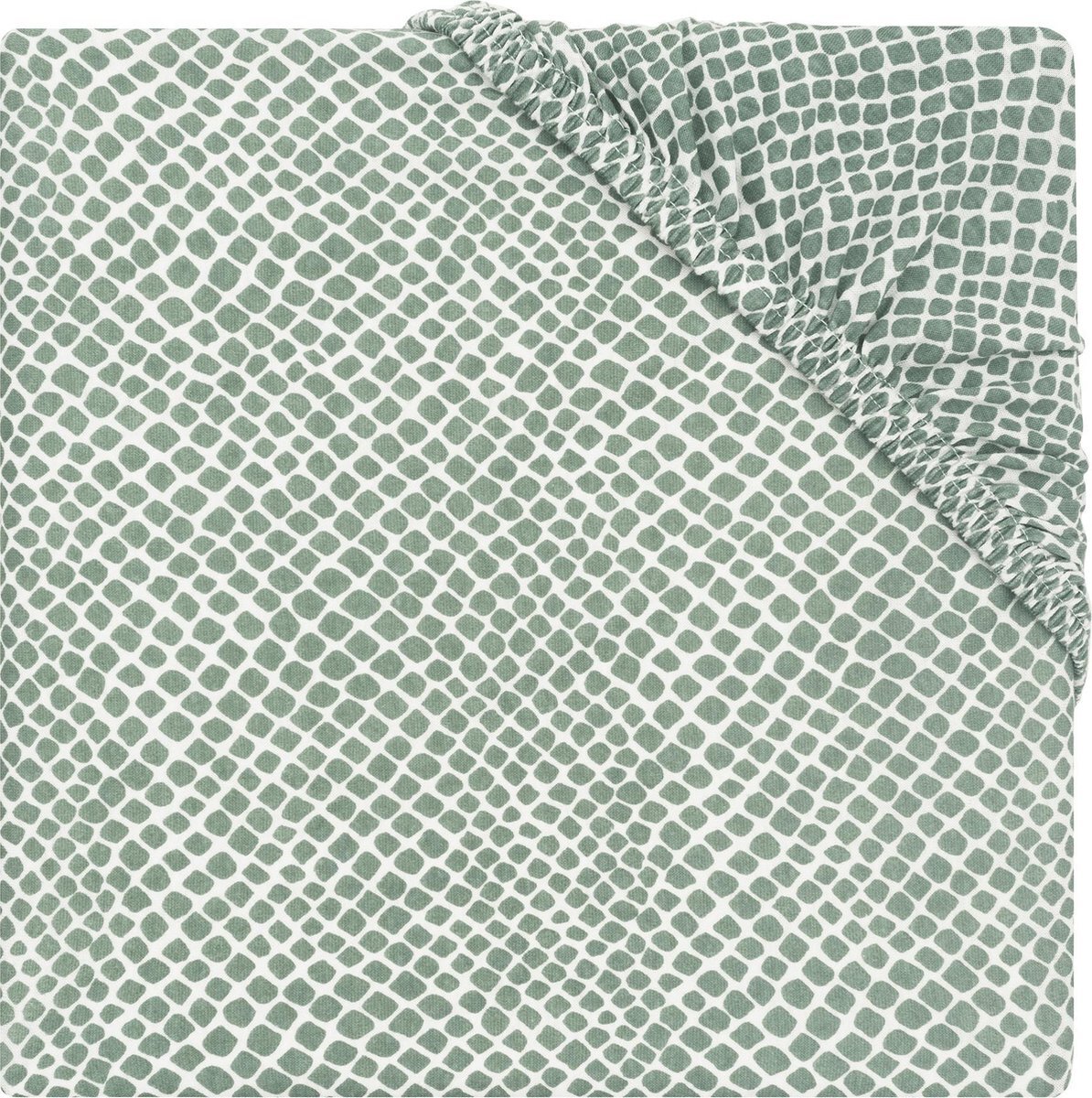 Jollein Jersey hoeslaken boxmatras Snake ash green 75 x 95 cm groen