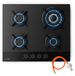 Icecat Gazfornuis, 60 cm breed, 4 branders, 8 kW, wokbrander, nanoglas
