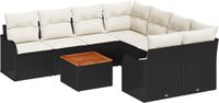 vidaXL Tuinbank Set 9-delig Zwart Polyrattan