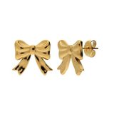 Lucardi Dames Stainless steel goldplated oorknoppen strik