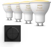 Philips Hue Uitbreidingspakket - GU10 - met 4 Spotjes - Warm tot Koelwit Licht - Incl. 1 Hue Dial Switch (Zwart) - Hue White Ambiance