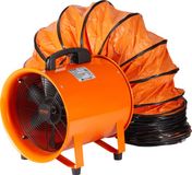 VEVOR Bouwventilator 367W AC-motor Bouwventilator 2800 RPM Bouwventilator Ventilator 2574 CFM (4373 m3/h) Axiale ventilator met 5m slang Axiale ventilator 79dB geluidsniveau Industriële ventilator