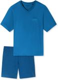 SCHIESSER AG Katoenen Pyjama Kort Effen Mannen Aquarium