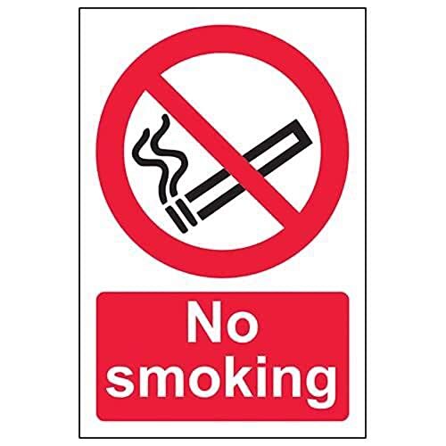 V Safety VSafety No Smoking Prohibition Sign - 200mm x 300mm - 2mm Rigid Plastic