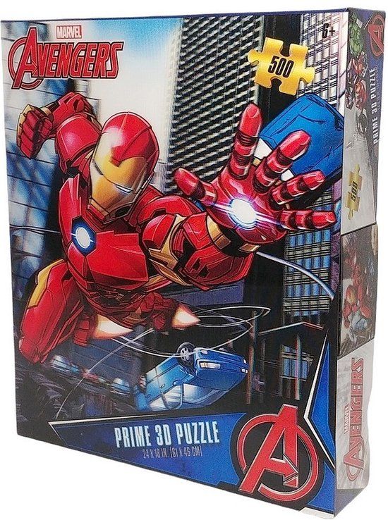 Prime 3D Marvel Iron Man in de Strijd Puzzel 500 Stukjes - 3D Lenticulair Effect