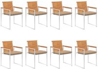 vidaXL Fauteuils de jardin 8 pcs avec coussins bois d'acacia massif