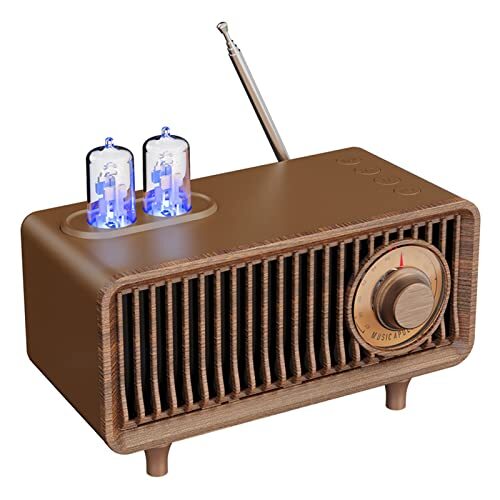 Ohfruit Draadloze stereo retro luidsprekers - draagbare bluetooth vintage luidsprekers met krachtig geluid, handsfree gesprekken ondersteuning, tf-kaart, AUX voor keuken slaapkamers partij buiten houten kleur