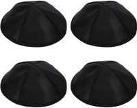 Merkloos Satijnen Kippah - 4 Stuks - Zwart - 16 cm Diameter