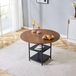 MODFU Table à manger ronde - Double espace de rangement ouvert - Industriel - Salle à manger - MDF et métal - Noir et noyer - 107 x 75 cm