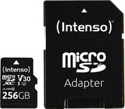 Intenso Professional miniSDXC-kaart Retail 256 GB Class 10, UHS-I U3, v30 Video Speed Class Watervast, Temperatuurbeste