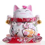Goodwei Maneki-Neko Spaarpot van fijn porselein, gelukskat, maat M