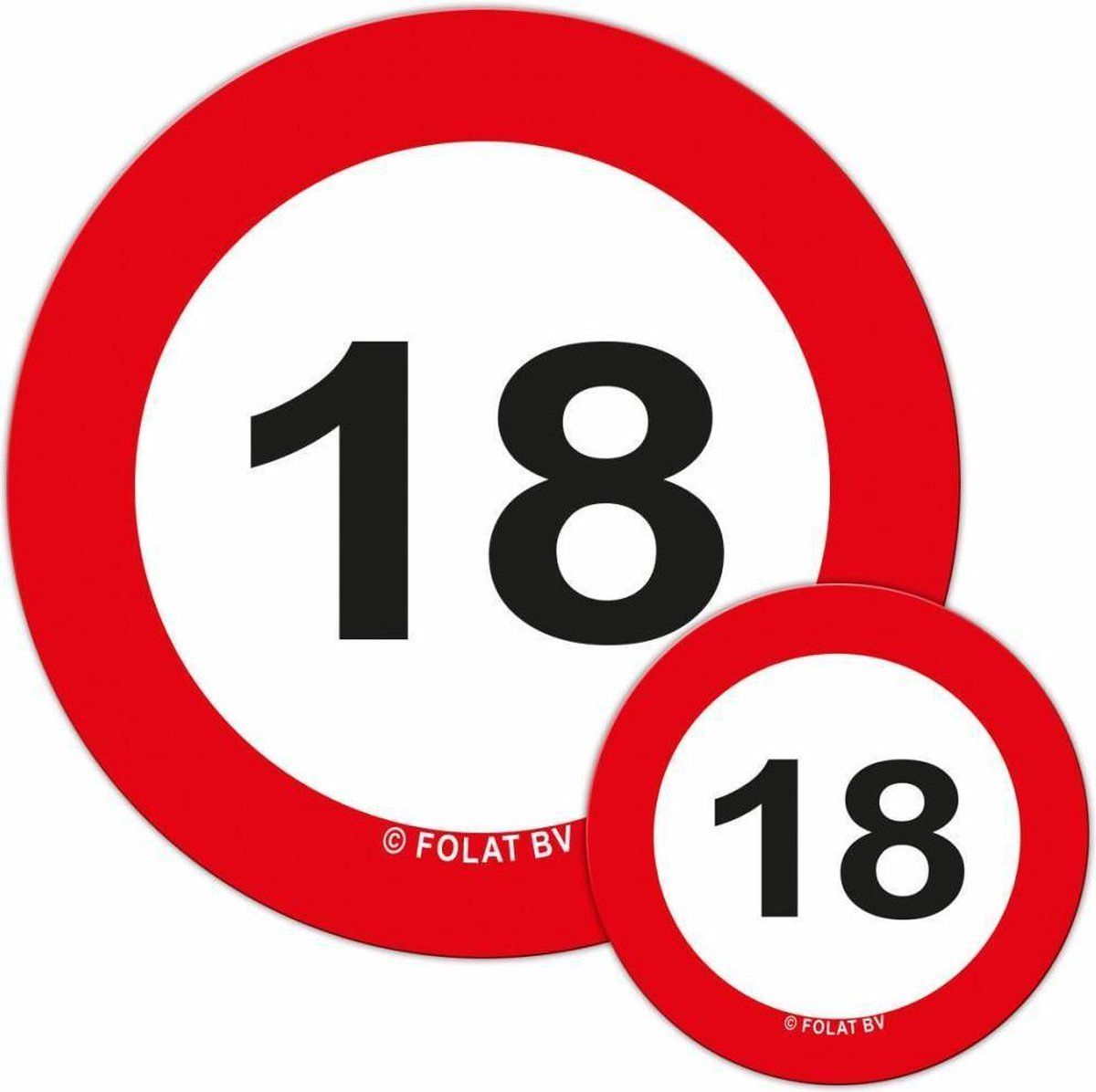 Folat Confetti XL Verkeersbord 18 - Rood - 48 stuks