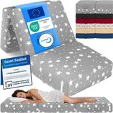 ELONEO Opvouwbaar Matras - 3-Delig Vouwmatras, Extra Dik 15 cm Schuim, Wasbaar en Draagbaar Logeermatras voor Volwassenen, Eenpersoonsbed (Stergrijs, 90 x 200 x 15 cm)
