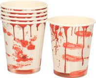 Fiestas Guirca Halloween Thema feest - papieren drink bekers - bloederige print - 6x stuks - 200 ml - karton