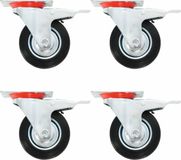 vidaXL 12 stuks Zwenkwielen 100 mm Zwart Rubber met rem