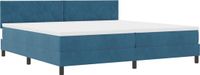 vidaXL Donkerblauw LED Box Spring Bed 200 x 200 cm Fluweel Inclusief Matras
