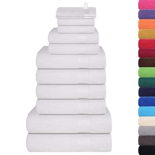vidaXL 12-delige Handdoekenset 360 g/m² 100% katoen wit